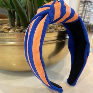 Orange & Blue Stripe Top Knot Headband